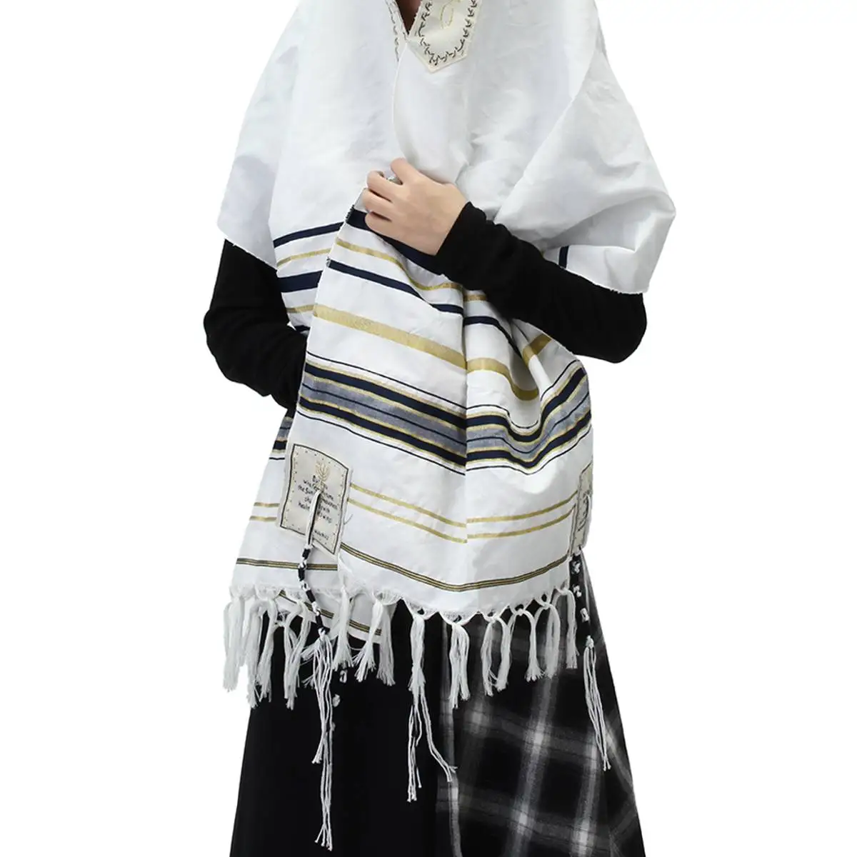 Winter Women Scarf Messianic Jewish Tallit Prayer Shawl Blue And Gold Stripe Prayer Shawl And Talis Bag Prayer Scarfs 175X50CM
Winter Women Scarf Messianic Jewish Tallit Prayer Shawl Blue And Gold Stripe Prayer Shawl And Talis Bag Prayer Scarfs 175X50CM