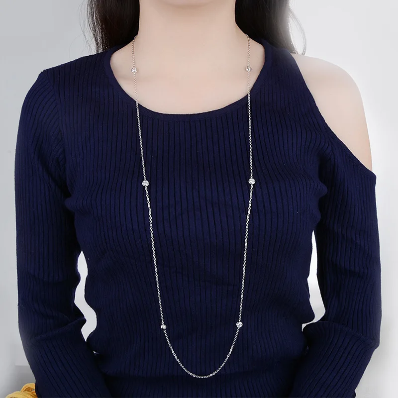 Brand Luxurious Elegant 925 Sterling Silver Charm Aaa Cubic Zirconia Long Necklaces For Women Bar Nightclub Necklace
Brand Luxurious Elegant 925 Sterling Silver Charm Aaa Cubic Zirconia Long Necklaces For Women Bar Nightclub Necklace