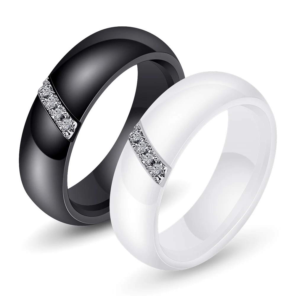 Женское керамическое кольцо из нержавеющей стали Белое и черное с