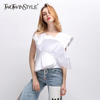 GALCAUR Strapless Ruffles Shirt For Women Striped Off Shoulder High Waist Irregular Shirts Female Spring Fashion Clothing
GALCAUR Strapless Ruffles Shirt For Women Striped Off Shoulder High Waist Irregular Shirts Female Spring Fashion Clothing