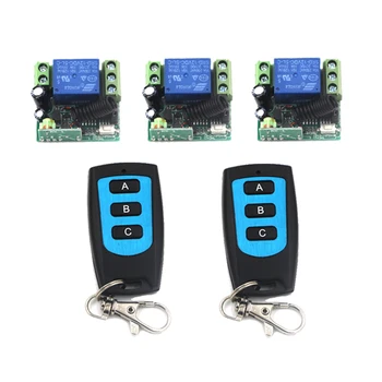 

DC 12V 1CH 10A Relay RF Wireless Remote Control Switch 3 Mini Receivers and 2 Waterproof Transmitters 315/433mhz 4260