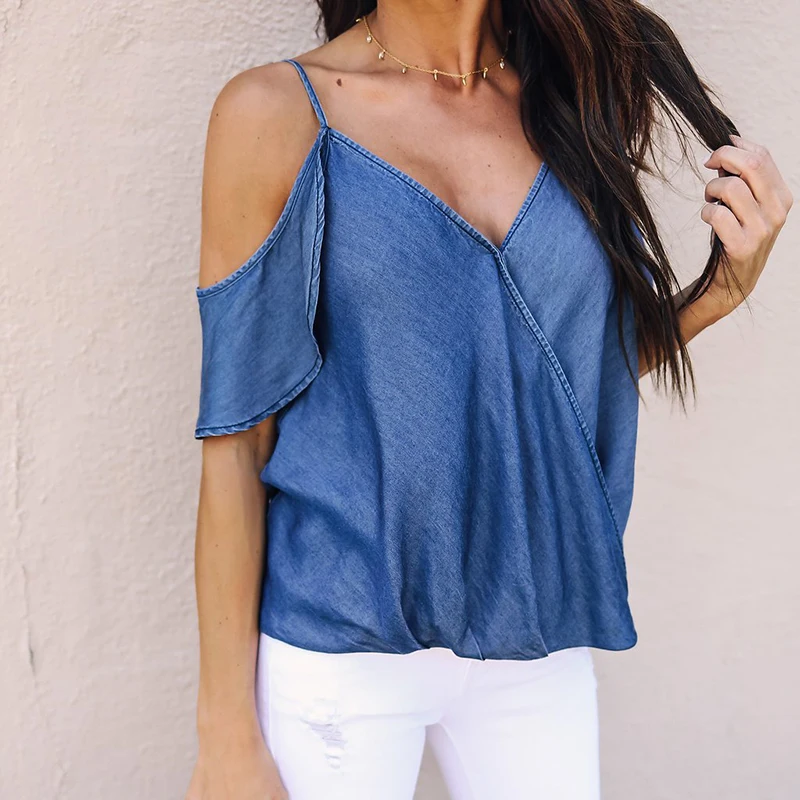2018 Womens Sexy Summer Off Shoulder Tops V Neck Short Sleeve Ladies Casual Party Shirt Cotton Denim Blouse
2018 Womens Sexy Summer Off Shoulder Tops V Neck Short Sleeve Ladies Casual Party Shirt Cotton Denim Blouse
