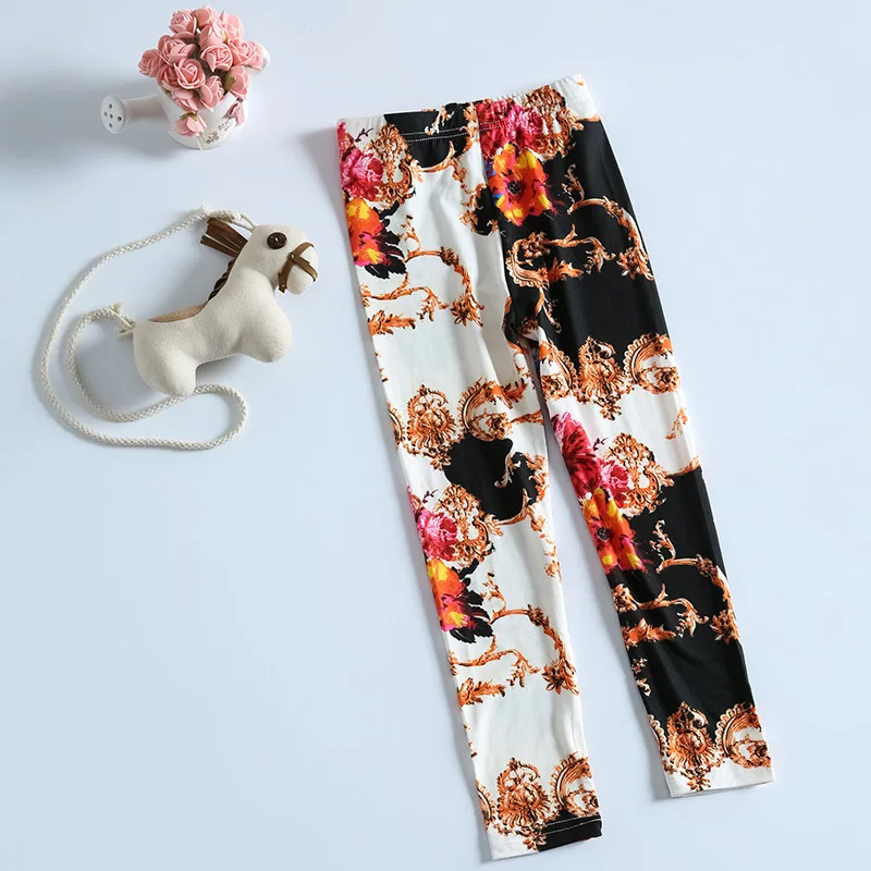 Фото Весенние детские леггинсы для девочек 2018 брюки с цветочным принтом на выбор