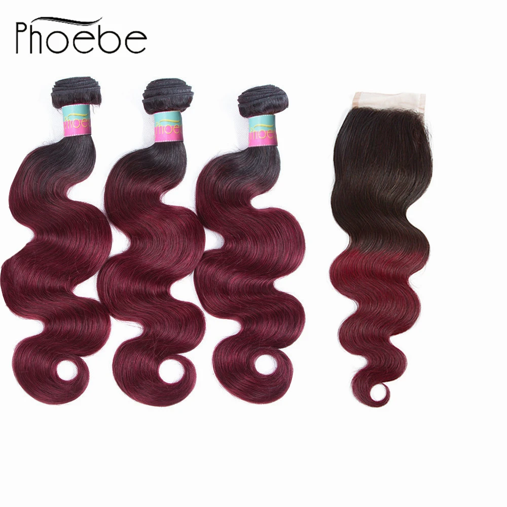 Phoebe Hair 1B-99j Peruvian Body Wave 3 Bundles With Closure 100% Human Hair Body Wave Ombre Hair Bundles With 4*4 Lace Closure
Phoebe Hair 1B-99j Peruvian Body Wave 3 Bundles With Closure 100% Human Hair Body Wave Ombre Hair Bundles With 4*4 Lace Closure