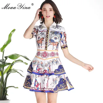 MoaaYina Fashion Designer Runway dress Summer Women Dress Short sleeve Turn-down Collar Beading Print Slim Elegant Dresses
MoaaYina Fashion Designer Runway dress Summer Women Dress Short sleeve Turn-down Collar Beading Print Slim Elegant Dresses