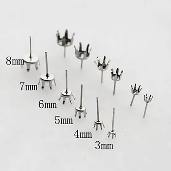 Stainless Steel Stud Earrings Bases Blank Settings 6 Prong Pins Circle Bezel Rhinestone Cabochon Ear Pins Earrings post Findings
Stainless Steel Stud Earrings Bases Blank Settings 6 Prong Pins Circle Bezel Rhinestone Cabochon Ear Pins Earrings post Findings