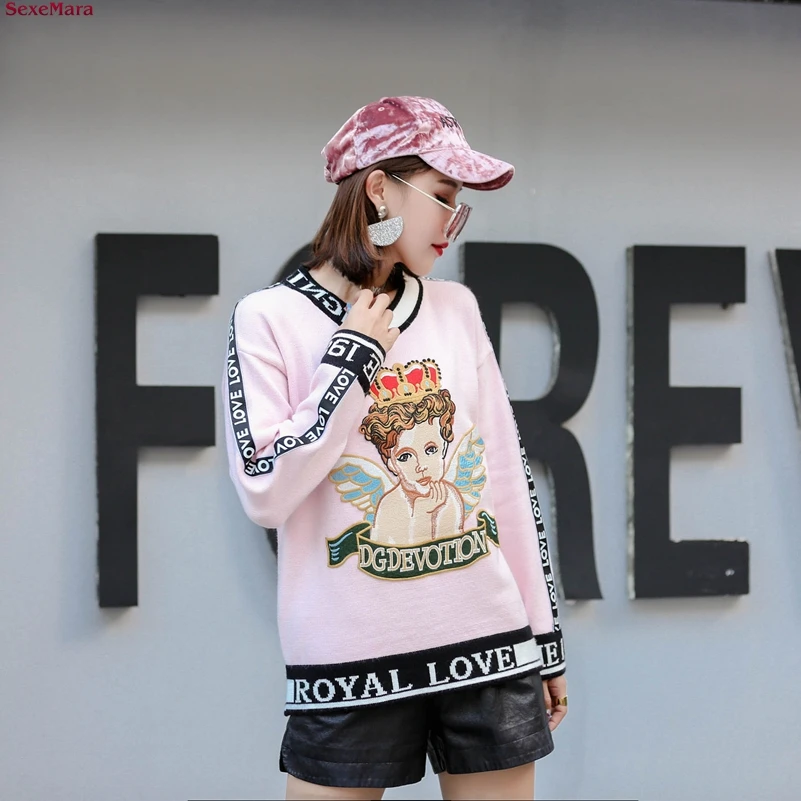 SexeMara fashion The New Loose embroidery letter Round neck Sleeve Knitted sweaters free shipping
SexeMara fashion The New Loose embroidery letter Round neck Sleeve Knitted sweaters free shipping
