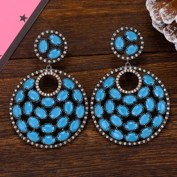 GODKI Luxury Big Round Dangle Earrings For Women Wedding Blue Cubic Zircon Crystal CZ Dubai Bridal Earrings Fashion Jewelry 2019
GODKI Luxury Big Round Dangle Earrings For Women Wedding Blue Cubic Zircon Crystal CZ Dubai Bridal Earrings Fashion Jewelry 2019