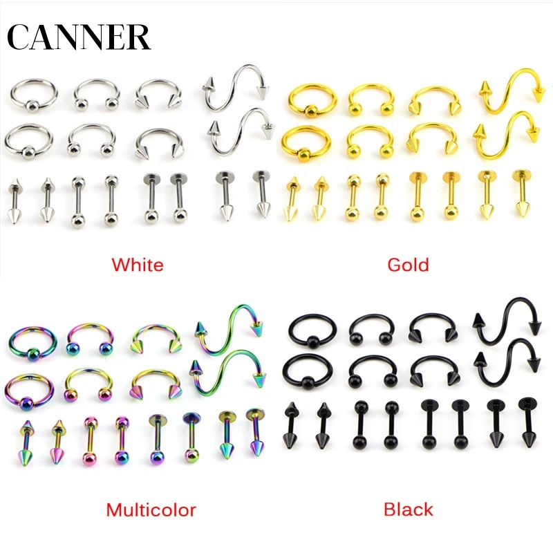 CANNER 16PCS/Set Eyebrow Bar Lip Nose Pircing Ear Studs Stainless Steel Mixed Body Jewelry Fashion Helix Piercing Set R4
CANNER 16PCS/Set Eyebrow Bar Lip Nose Pircing Ear Studs Stainless Steel Mixed Body Jewelry Fashion Helix Piercing Set R4