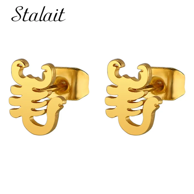 New Punk Style Silver white Black Gold Color Scorpion Earrings Stainless Steel Jewelry Stud Earrings For Women Men Gift
New Punk Style Silver white Black Gold Color Scorpion Earrings Stainless Steel Jewelry Stud Earrings For Women Men Gift