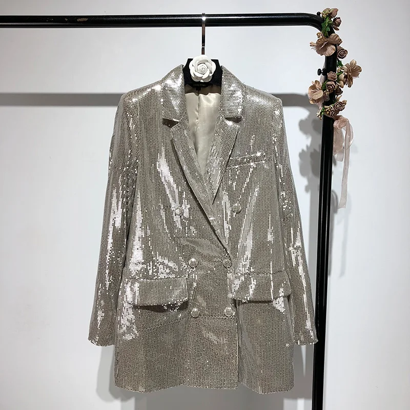 Double Breasted Blazer Sequins Club Blazer Long Sleeve Suit Coat Jacket Fashion Chic Women BlingBling Blazers Female 2019 WB20
Double Breasted Blazer Sequins Club Blazer Long Sleeve Suit Coat Jacket Fashion Chic Women BlingBling Blazers Female 2019 WB20