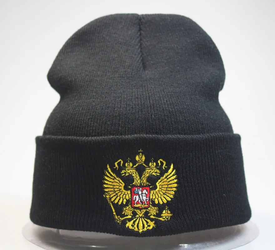 New Arrival Fashion Russian National Emblem Badge Embroidery Knitted Hat Head Cap Fall and Winter Warm Caps for Men and Women
New Arrival Fashion Russian National Emblem Badge Embroidery Knitted Hat Head Cap Fall and Winter Warm Caps for Men and Women