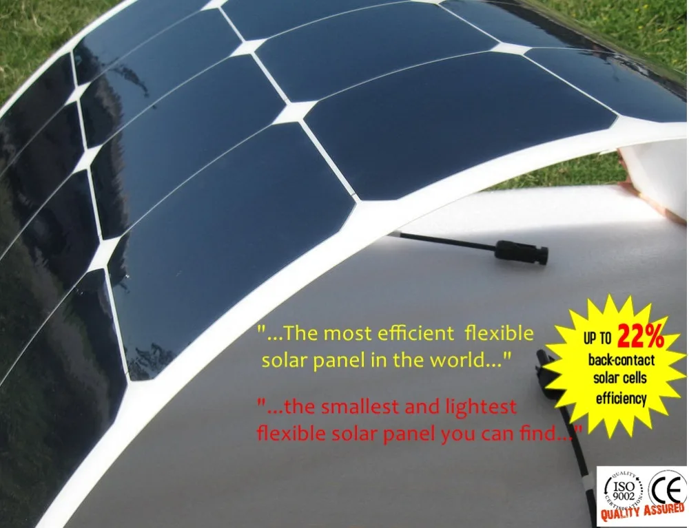 Фото 100 Вт Гибкая солнечная панель Sunpower класс батарея 22% эффективность зарядки 12 в