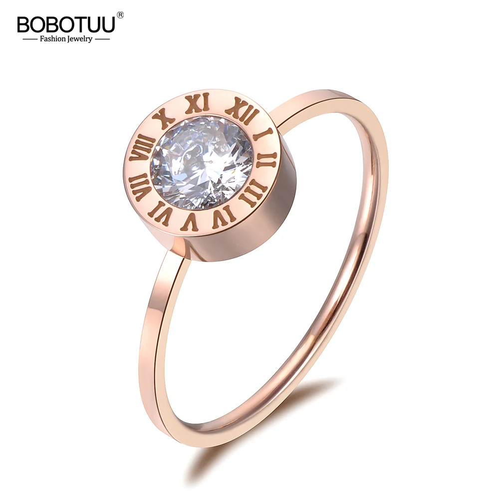 BOBOTUU Stainless Steel Jewelry Round AAA Zircon Roman Numerals Basic Models Anillos Mujer Rose Gold Color Rings Anneau BR18139
BOBOTUU Stainless Steel Jewelry Round AAA Zircon Roman Numerals Basic Models Anillos Mujer Rose Gold Color Rings Anneau BR18139