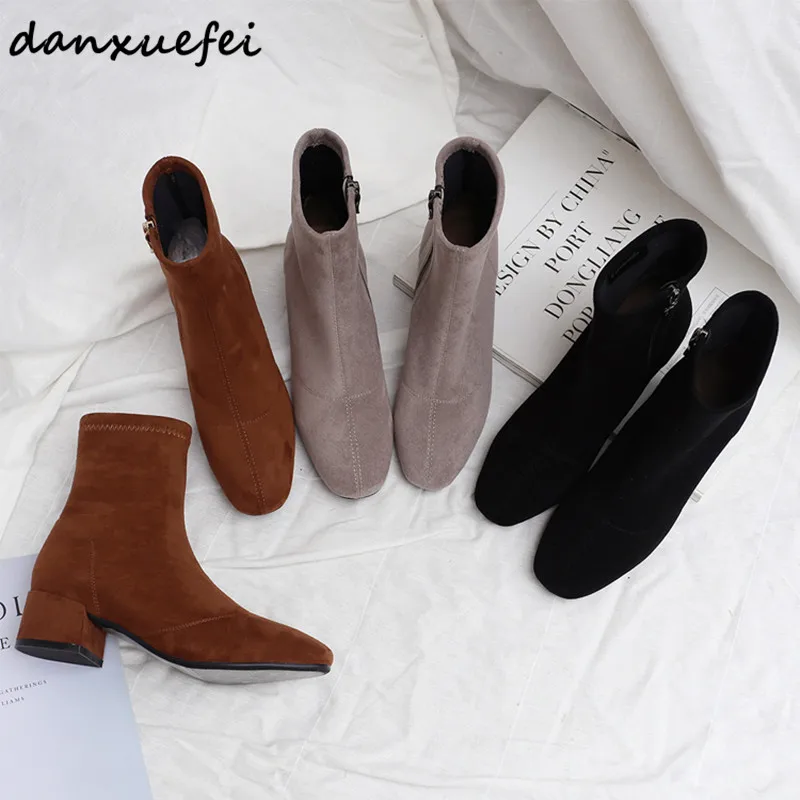 3 Color women's stretch flock autumn ankle boots med heel comfortable short booties warm plush female footwear shoes for women
3 Color women's stretch flock autumn ankle boots med heel comfortable short booties warm plush female footwear shoes for women