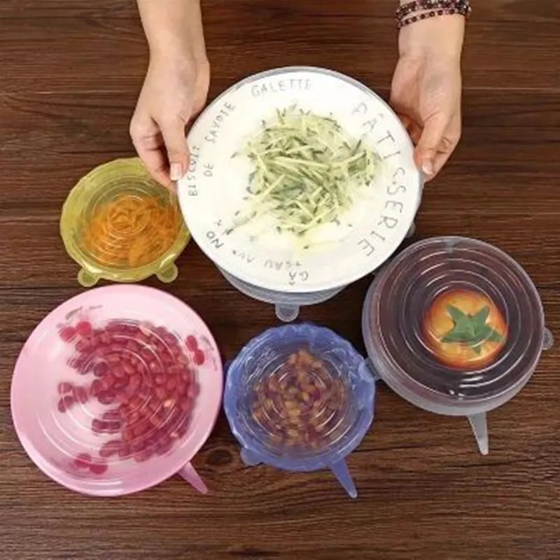 6 Pcs Silicone Reusable Food Fresh Keeping Sealing Stretch Lid Container Cover Kitchen Pan Spill Lid Stopper Cover For Kitchen
6 Pcs Silicone Reusable Food Fresh Keeping Sealing Stretch Lid Container Cover Kitchen Pan Spill Lid Stopper Cover For Kitchen