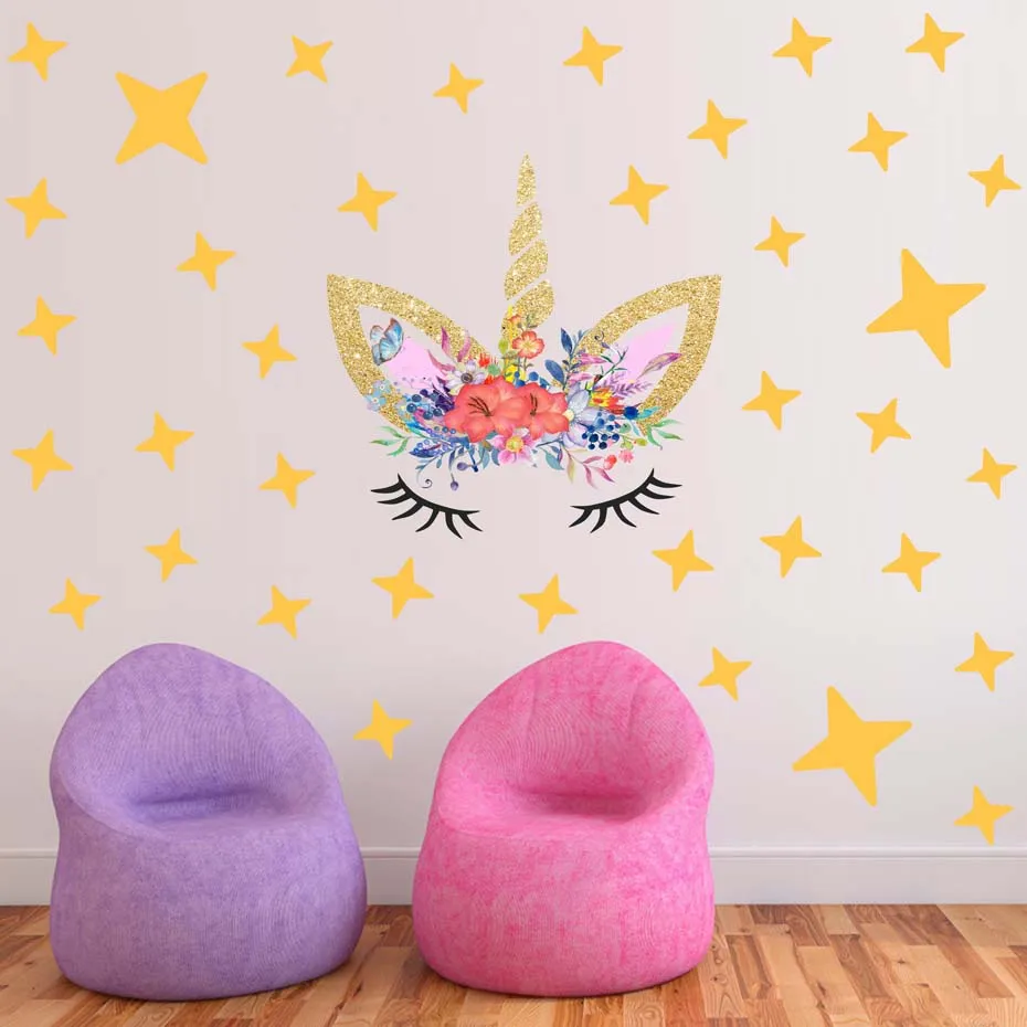 Modern Interesting Decal Mural Unicorn Flowers Stars DIY Cartoon Removable Wall Stickers For Kids Bedrooms Nursery Home Decor
Modern Interesting Decal Mural Unicorn Flowers Stars DIY Cartoon Removable Wall Stickers For Kids Bedrooms Nursery Home Decor