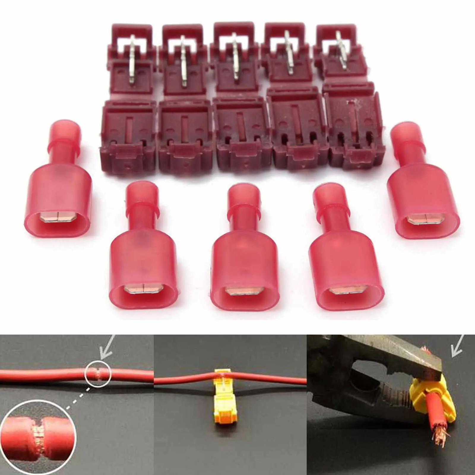 40pcs Red T-Taps & Male Insulated Quick Lock Splice Wire Terminals Connectors Set For 22-18AWG Wire Cable Connection
40pcs Red T-Taps & Male Insulated Quick Lock Splice Wire Terminals Connectors Set For 22-18AWG Wire Cable Connection
