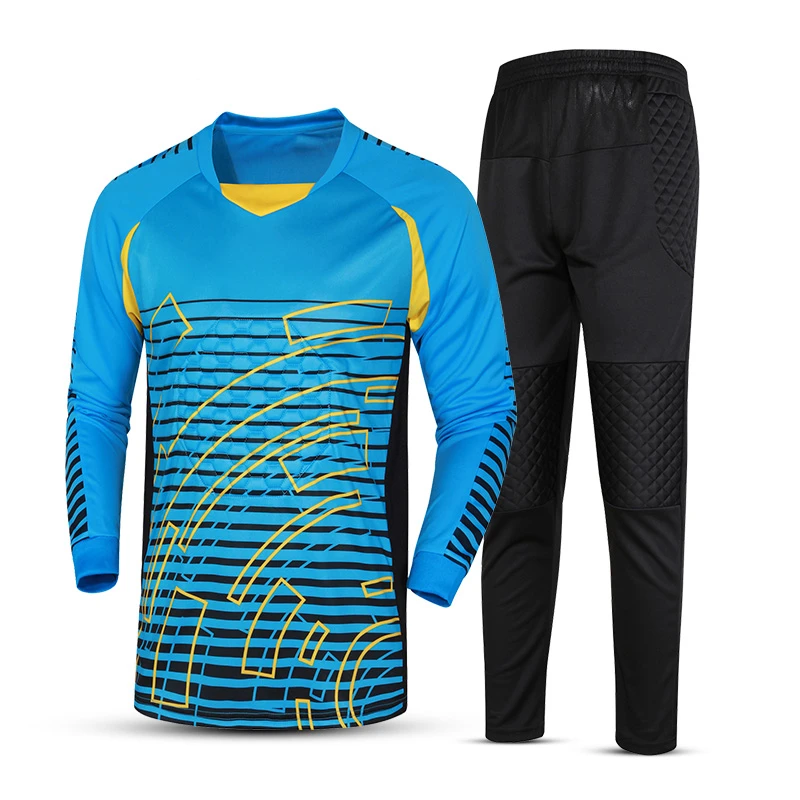 Image Survetement football 2017 Men Football Goalkeeper Jersey Long Sleeve Football Training Suit Sponge Soccer Goalie Jersey Uniforms