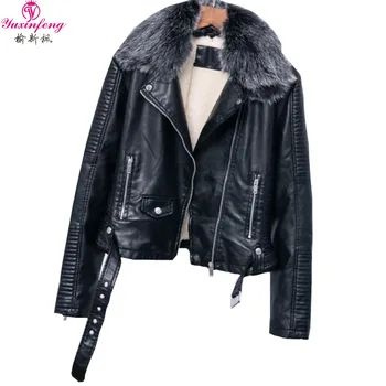 Yuxinfeng 2019 Women Winter Leather Jacket with Faux Fur Collar Velvet Padded Thick Warm PU Leather Coats Motorcycle Jackets
Yuxinfeng 2019 Women Winter Leather Jacket with Faux Fur Collar Velvet Padded Thick Warm PU Leather Coats Motorcycle Jackets