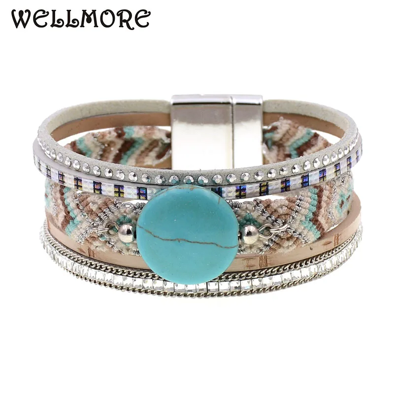 WELLMORE women bracelets bohemia handmade bracelets Leather bracelets natural stone charm bracelets for women fashion jelwelry
WELLMORE women bracelets bohemia handmade bracelets Leather bracelets natural stone charm bracelets for women fashion jelwelry