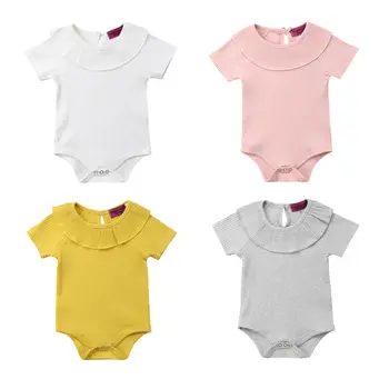 Newborn Baby Clothes Girl Boy Collar Solid Jumpsuit Short Sleeve Bodysuit Rib Infant Clothes Outfits Set Summer 
Newborn Baby Clothes Girl Boy Collar Solid Jumpsuit Short Sleeve Bodysuit Rib Infant Clothes Outfits Set Summer