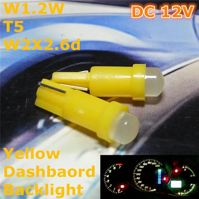 12 в светодиодсветодиодный лампа желтого цвета для автомобиля T5 (флуоресцентная