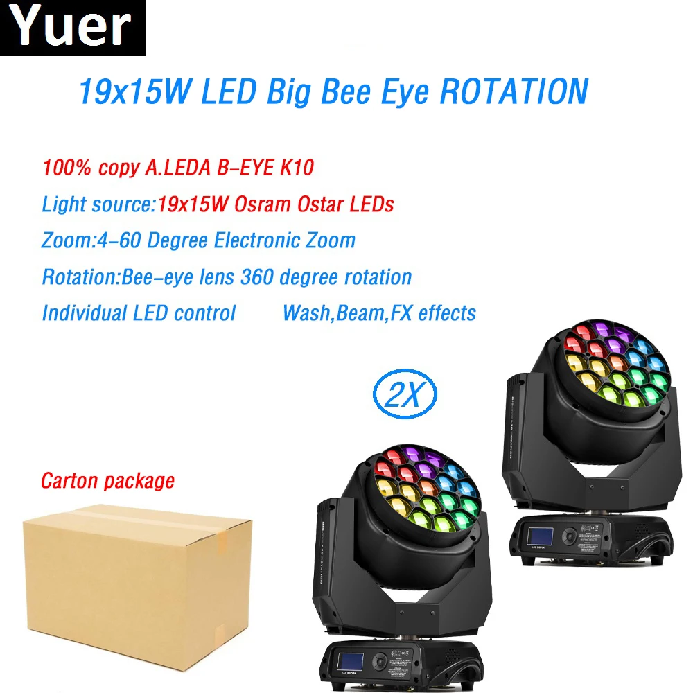 2 шт./Лот 19x15 Вт RGBW лампа Ostar светодиоды движущийся головной свет DMX512 Светодиодная