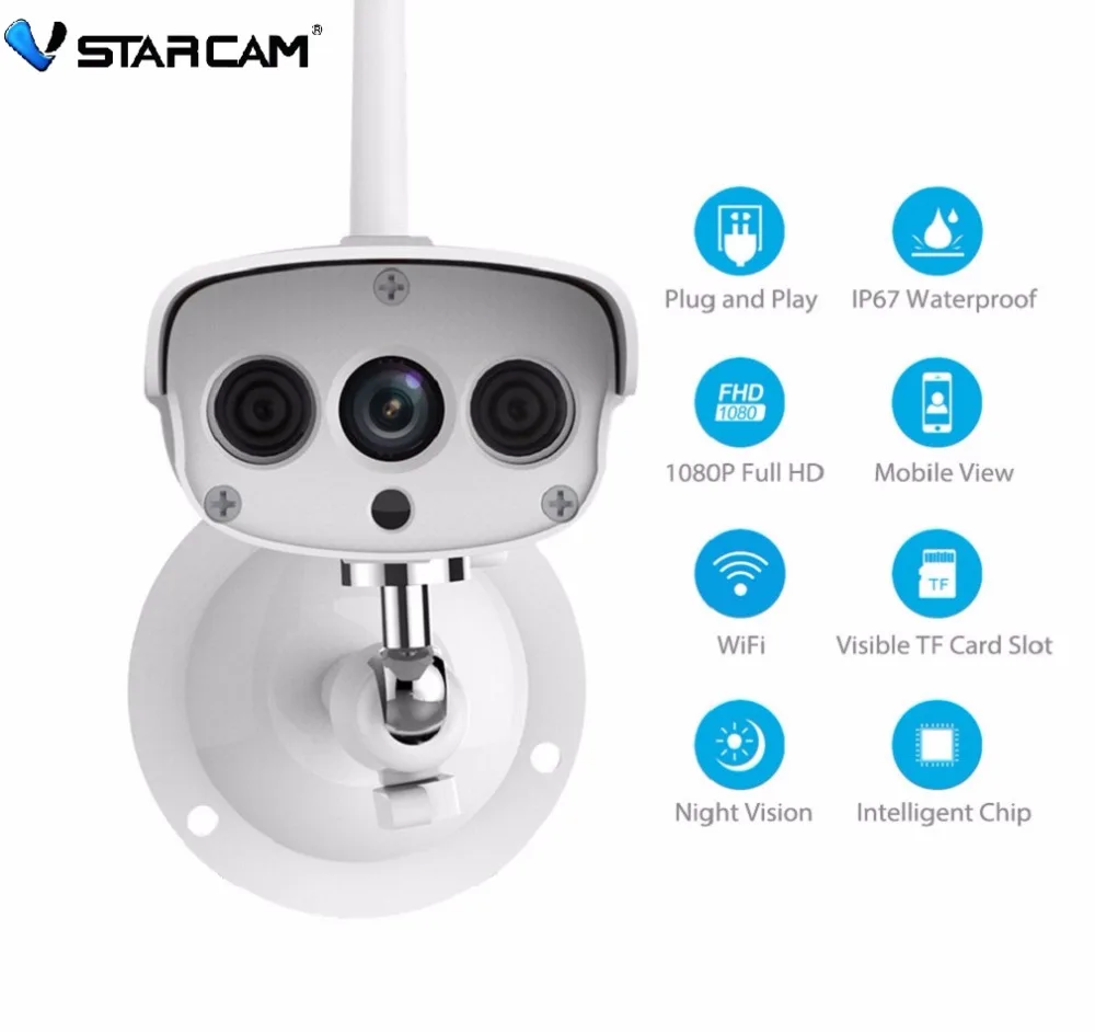 Vstarcam C16S 1080P Wireless WIFI IP Camera IP67 Waterproof Outdoor 2MP IR Cut Webcam CMOS Sensor Max Support for 128G TF Card 
Vstarcam C16S 1080P Wireless WIFI IP Camera IP67 Waterproof Outdoor 2MP IR Cut Webcam CMOS Sensor Max Support for 128G TF Card