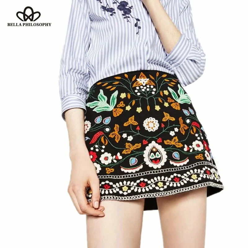 Bella Philosophy 2018 autumn bohemian style A-line Skirt ethnic embroidery skirt black casual mini skirt
Bella Philosophy 2018 autumn bohemian style A-line Skirt ethnic embroidery skirt black casual mini skirt