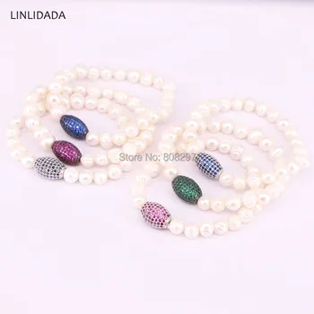 Fashion 5Pcs Fresh water pearl stretch bracelet with micro pave cubic zirconia beaded bracelets Charm Jewelry
Fashion 5Pcs Fresh water pearl stretch bracelet with micro pave cubic zirconia beaded bracelets Charm Jewelry