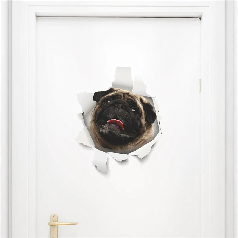 Description Picture 3 of itemFunny Dog Cat 3d Hole Toilet Stickers For Washroom House Decoration Diy Ainimals Pvc Mural Art Cartoon Puppy Kitten  Kids Decals