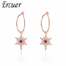 ERLUER pendientes colgantes de verano para mujer joyería hexagonal de cristal azul de boda niñas pendientes de circón a la moda joyería de compromiso(China)