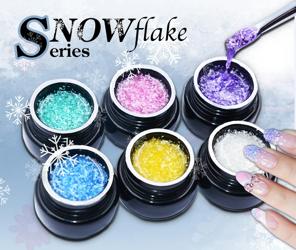 2 pcs Set Free Shipment Creative Manicure snowflake series 6 colors Gel New Fashion Bright Varnishes clear Long Lasting | Красота и