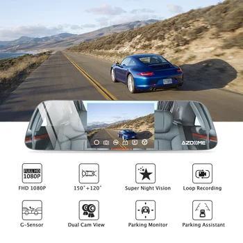 AZDOME PG01 Dash Cam Dual Lens 1080P 720P Camera Recorder Super Night Vision Mode Mirror 5.5" IPS Screen Car Rear View DVR
AZDOME PG01 Dash Cam Dual Lens 1080P 720P Camera Recorder Super Night Vision Mode Mirror 5.5" IPS Screen Car Rear View DVR