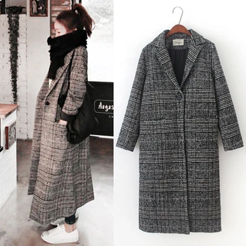 2020 Winter Coat Women Wide Lapel Pocket Plaid Wool Blend Coat Oversize Long Black Trench Coat Outwear Wool Coat Women
2020 Winter Coat Women Wide Lapel Pocket Plaid Wool Blend Coat Oversize Long Black Trench Coat Outwear Wool Coat Women
