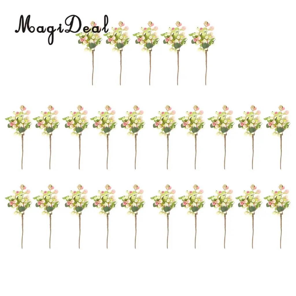 25x Artificial Berry Fruits Simulation Flowers Wedding Bouquet Decoration DIY Floral Craft Pink