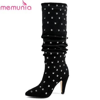 MEMUNIA 2020 top quality flock leather mid calf boots women pointed toe autumn winter boots stiletto heels prom shoes woman
MEMUNIA 2020 top quality flock leather mid calf boots women pointed toe autumn winter boots stiletto heels prom shoes woman