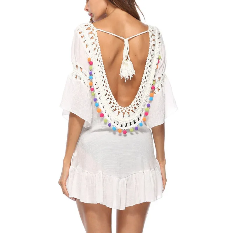 Hairball Loose Dress for Women Summer Backless Straight dresses V Neck Half Sleeve Plain Short Dress
Hairball Loose Dress for Women Summer Backless Straight dresses V Neck Half Sleeve Plain Short Dress