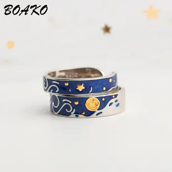 Fashion 925 Sterling Silver Rings For Women Jewelry Van Gogh Starry Sky Open Lovers Rings Starry Night Wedding Rings Girls Gifts
Fashion 925 Sterling Silver Rings For Women Jewelry Van Gogh Starry Sky Open Lovers Rings Starry Night Wedding Rings Girls Gifts