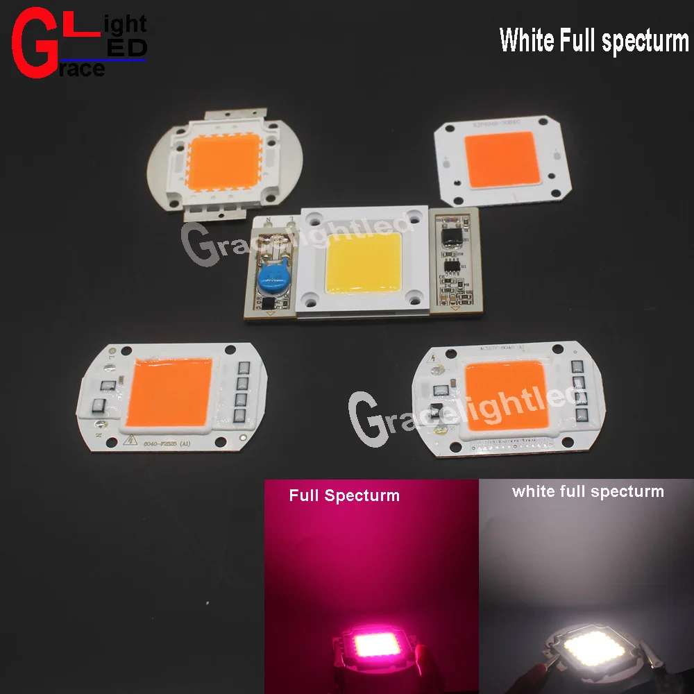 Фото Новый 50 Вт Высокая мощность белый полный спектр 110-220 нм 12 в 32 светодиодный чип для