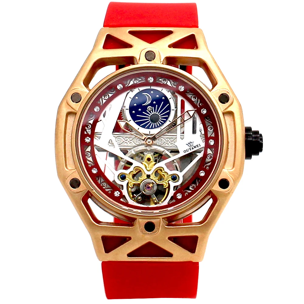 OUYAWEI Zegarek Meski Men Mechanical Watch Automatic Tourbillon Sports Silica gel Montre Homme Moon Phase Fashion Watches Reloj
OUYAWEI Zegarek Meski Men Mechanical Watch Automatic Tourbillon Sports Silica gel Montre Homme Moon Phase Fashion Watches Reloj