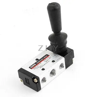 5 Ways 2 Position Black Handle Hand Lever Valve G 1/4 Air Inlet