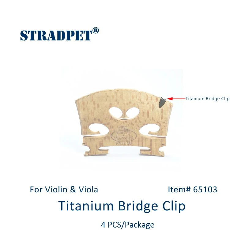 New Patent, STRADPET Titanium Bridge Clip for Violin and Viola, 4 PCS in 1 package, Clips Only without Bridge!
New Patent, STRADPET Titanium Bridge Clip for Violin and Viola, 4 PCS in 1 package, Clips Only without Bridge!