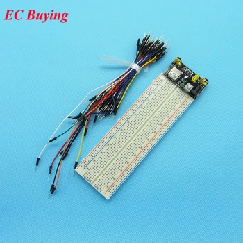 MB102 Breadboard 3.3V/5V Power Supply Module +MB-102 830 Point Solderless Prototype Bread Board kit +65 Flexible Jumper Wires
MB102 Breadboard 3.3V/5V Power Supply Module +MB-102 830 Point Solderless Prototype Bread Board kit +65 Flexible Jumper Wires