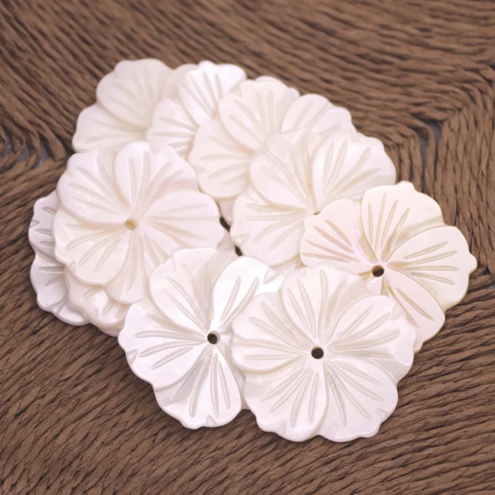 5 PCS Shell charm Natural Beige White Mother of Pearl Pendant 30mmX45mm