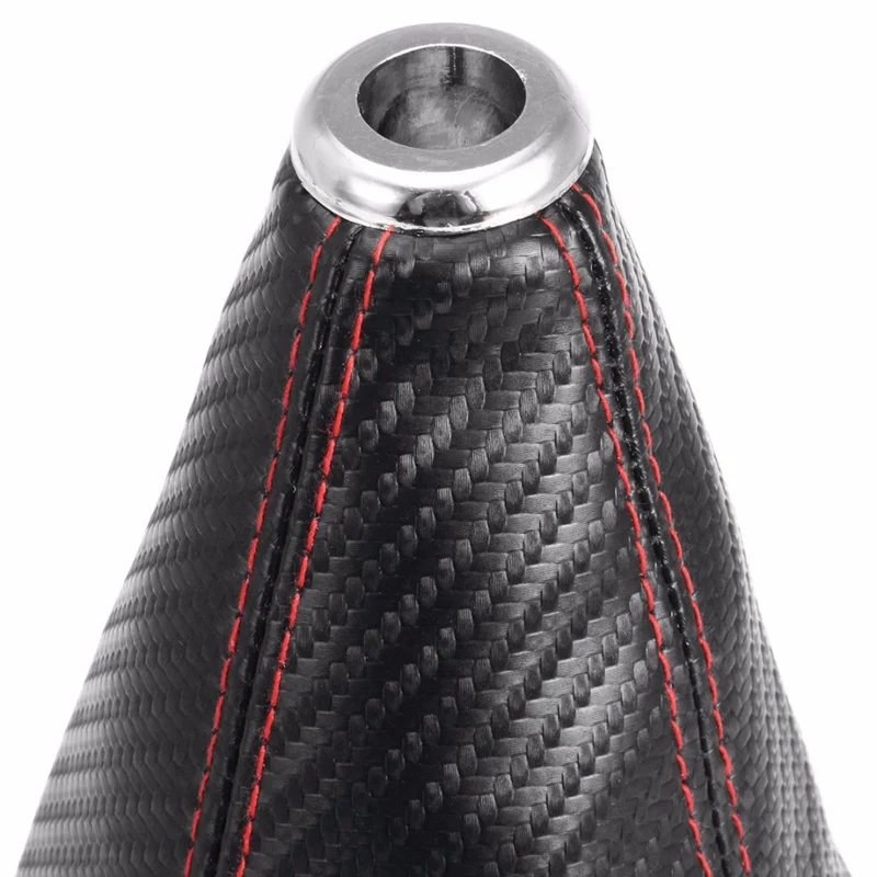 Universal Carbon Fiber Leather Manual Gear Shift Knob Gaiter Automatic Car Styling Shifter Boot Cover Black/Red/Blue/Yellow Line