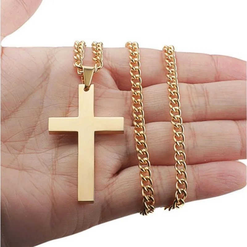 High Quality 1Pcs/lot Jewelry Men's Cross Necklaces For Women Men Stainless Steel Gold-Color Pendant Prayer Necklaces
High Quality 1Pcs/lot Jewelry Men's Cross Necklaces For Women Men Stainless Steel Gold-Color Pendant Prayer Necklaces