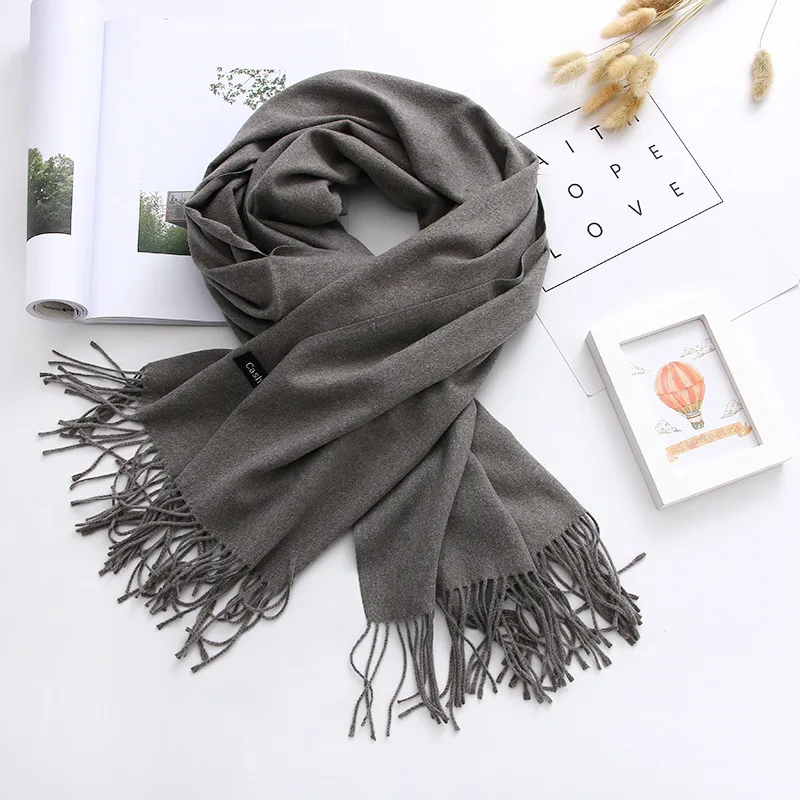 2017 thick women scarf solid warm winter scarves cashmere pashmina lady shawls wraps bandana long soft echarpe foulard cachecol 28