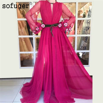 Fuchsia Muslim Evening Dresses Charm A-line Long Sleeves Tulle Islamic Dubai Saudi Arabic Long Formal Evening Gown Prom Dress
Fuchsia Muslim Evening Dresses Charm A-line Long Sleeves Tulle Islamic Dubai Saudi Arabic Long Formal Evening Gown Prom Dress